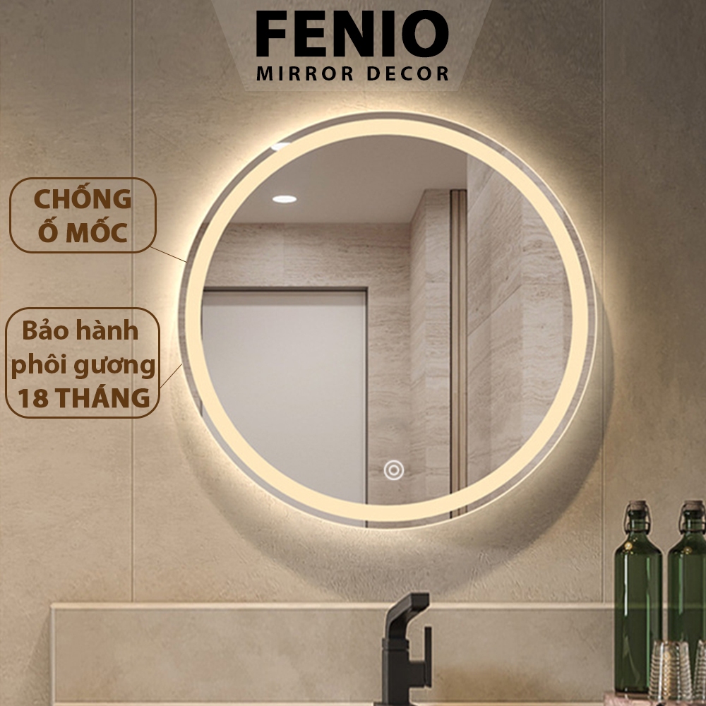 Ảnh Gương led cảm ứng treo tường nhà tắm FENIO hình tròn đường kính 40cm 50cm 60cm 1