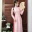Áo Dài Truyền Thống Cổ Cao Tay Dài Vải Gấm Bèo.Quần Lụa Ngọc Trai