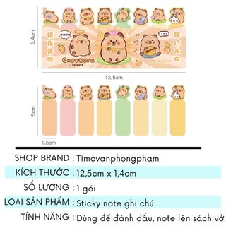 Đồ Dùng Học Tập Capybara Giấy Note Ghi Chú Nhớ Đánh Dấu Trang Cute Timo VPK47