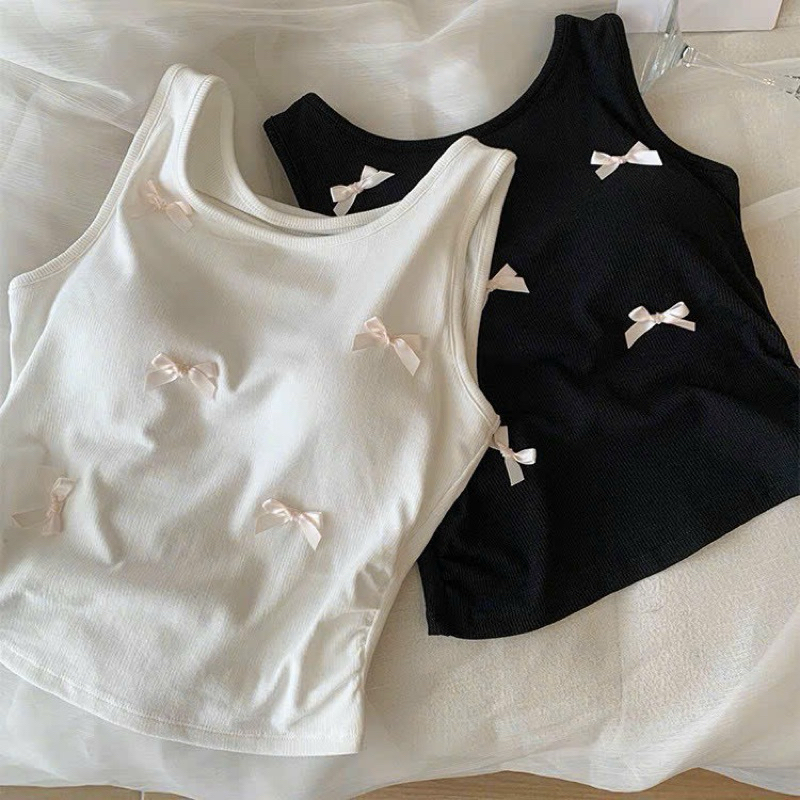 ÁO BRA BA LỖ COTTON ĐÍNH NƠ MẪU MỚI 1075