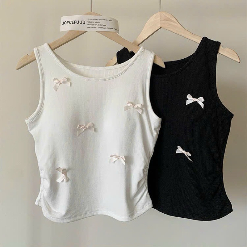 ÁO BRA BA LỖ COTTON ĐÍNH NƠ MẪU MỚI 1075