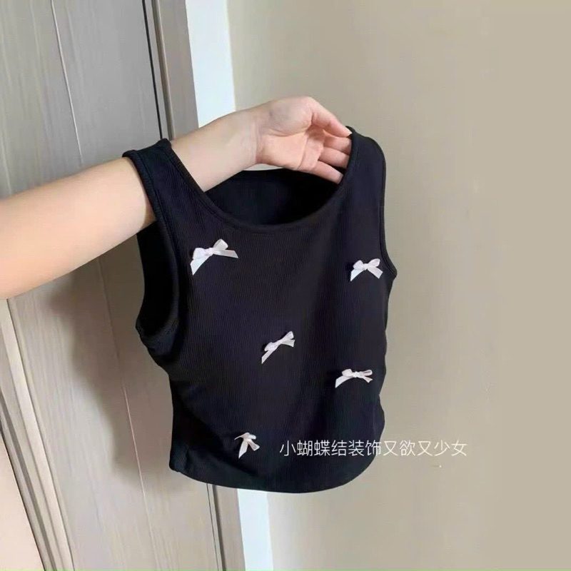 ÁO BRA BA LỖ COTTON ĐÍNH NƠ MẪU MỚI 1075
