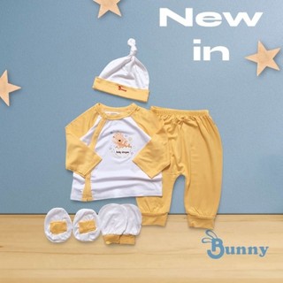 Bộ sơ sinh thun lụa Bunny bao gồm nón vớ cho bé 3-6kg