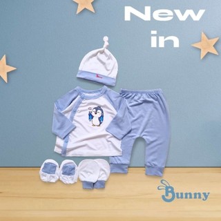 Bộ sơ sinh thun lụa Bunny bao gồm nón vớ cho bé 3-6kg