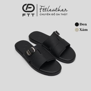 Dép Da Nam Quai Ngang Felix Fttleather da microfiber phối khuy đế TPR bền, nhẹ, độ bám tốt
