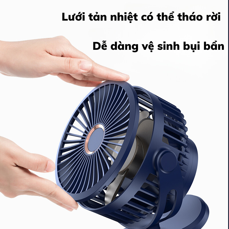 Quạt mini kẹp để bàn sạc tích điện không chổi than chạy cực êm nhiều màu sắc My Home DN036