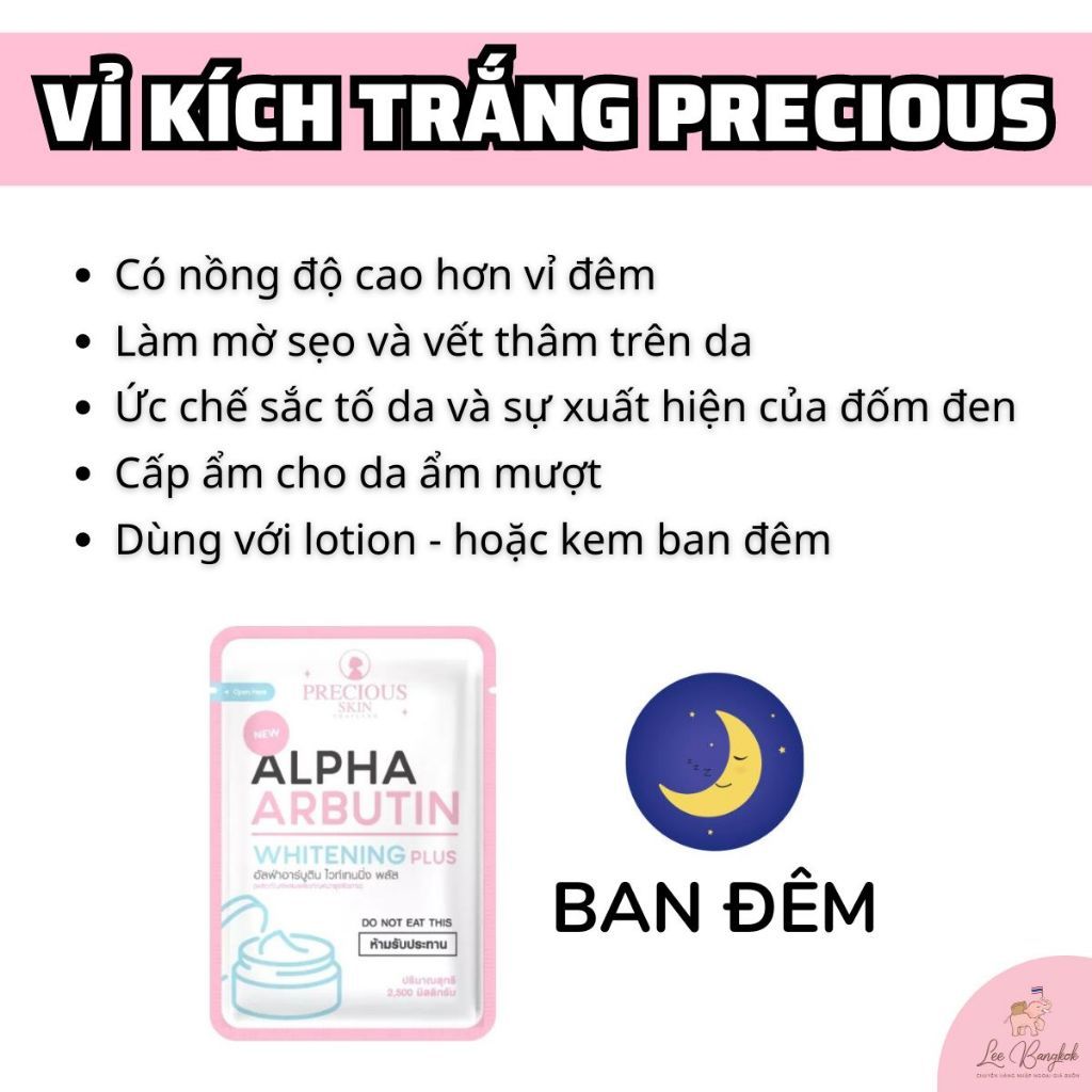 Vỉ 10 Viên Bột Kích Trắng Alpha Arbutin 3 Chính Hãng Thái Lan, Da Trắng Mịn Hàng