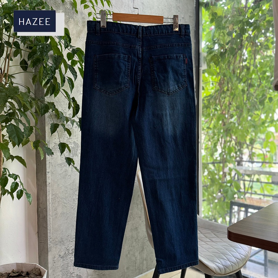 Quần Jean Nam Ống xuông Wash Xanh HAZEE - Quần Ống xuông Denim Cạp Cao Nam Thời Trang Top Trending