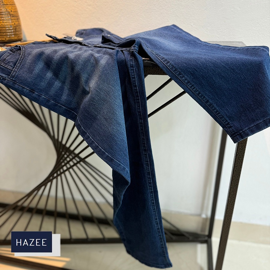Quần Jean Nam Ống xuông Wash Xanh HAZEE - Quần Ống xuông Denim Cạp Cao Nam Thời Trang Top Trending
