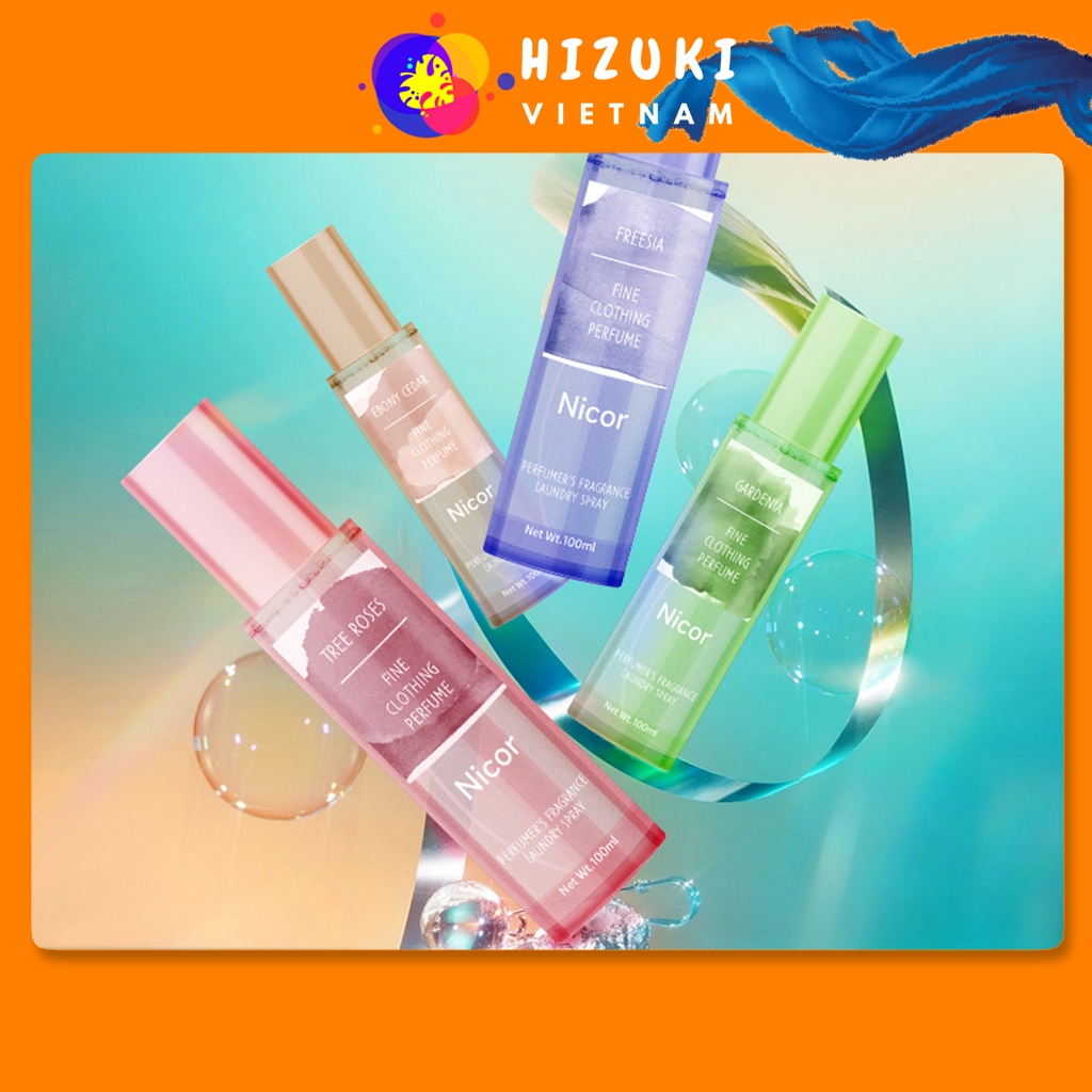 Xịt thơm quần áo Nicor giúp phân hủy mùi hôi và phát tán hương thơm bền lâu suốt cả ngày