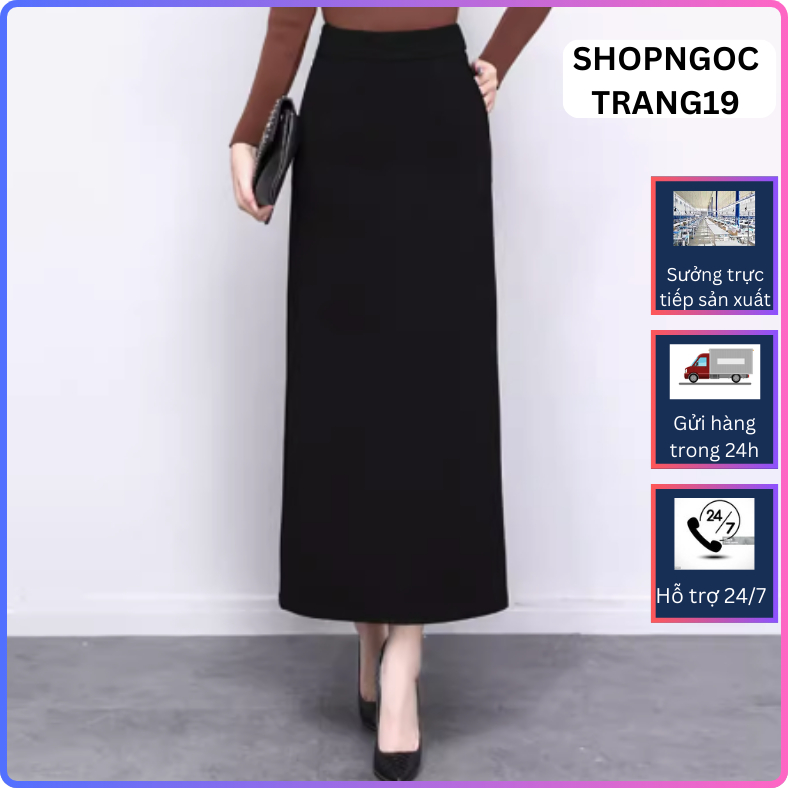 Chân Váy Suông 90cm_May 2 lớp_Chất Vải Vitex_Chân Váy Công Sở_CV60