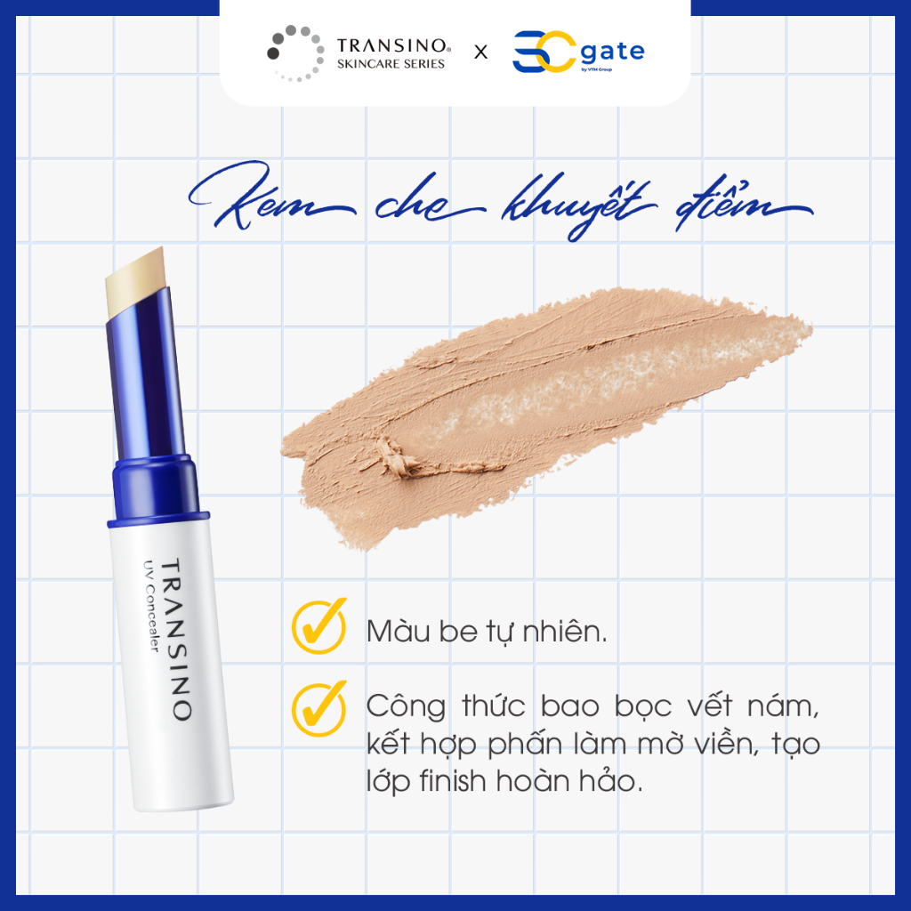 Ảnh Bộ Dưỡng Trắng Da Đơn Giản TRANSINO Uv Concealer - Clear Milk 3