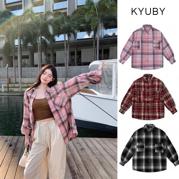 Áo Sơ Mi Caro Flannel Kyuby Tay Dài Form Rộng Nam Nữ Unisex Chất Nỉ ...