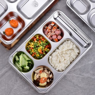 Khay cơm inox 201 cho bé có nắp đậy 3-5 ngăn sâu lòng phong cách Hàn Quốc khay inox đựng thức ăn khay cơm chia ngăn
