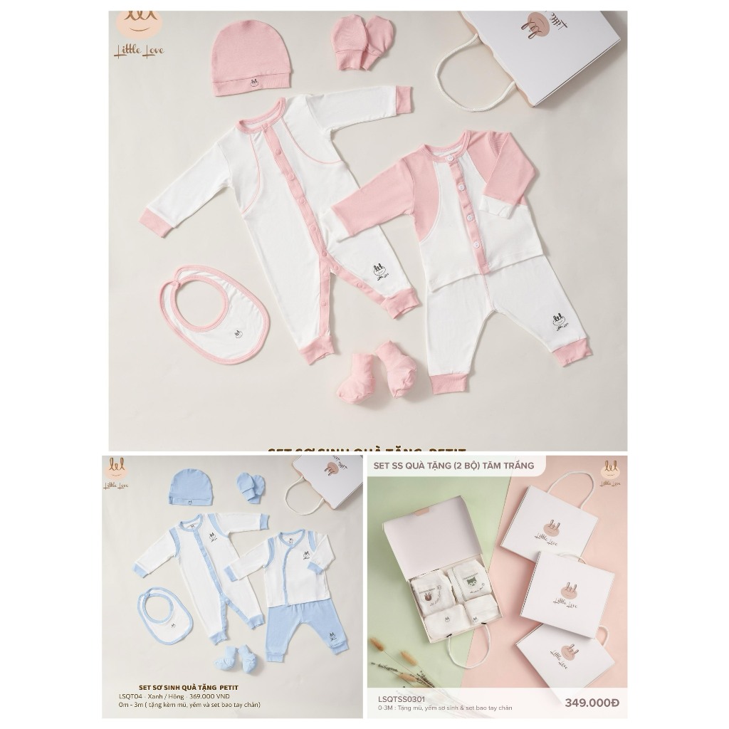 LIL LITTLE LOVE] CÓ HỘP Set quà tặng sơ sinh món chất petit