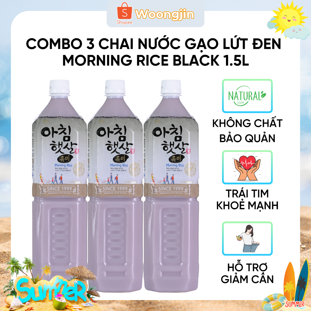 KM Tháng 4 - Combo 3 Chai Nước Gạo Lứt Đen Morning Rice Black 1.5L ...