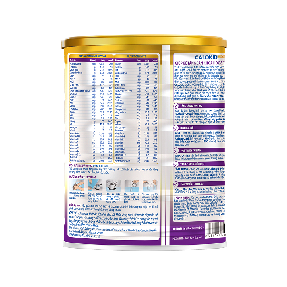 Ảnh Sữa bột Calokid Gold 900g giúp bé cải thiện cân nặng khoa học, tiêu hóa tốt - VitaDairy 2