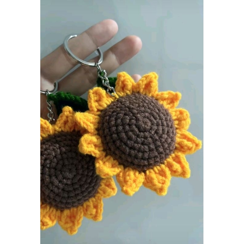 Móc Khóa Hình Hoa Hướng Dương Len, Móc Khoá Len Handmade Xinh