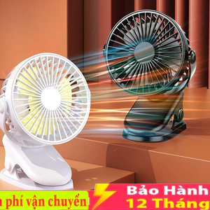 Quạt Tích Điện Mini Để Bàn Làm Việc, Kẹp Xe Đẩy Cho Bé Chắc Chắn
