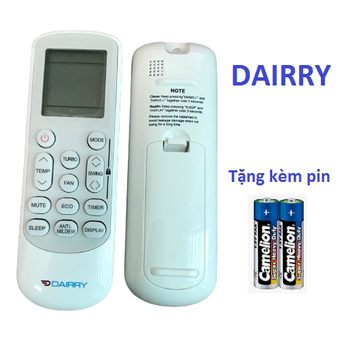 Điều khiển điều hòa máy lạnh Dairry thế hệ mới chính hãng - Tặng kèm pin !