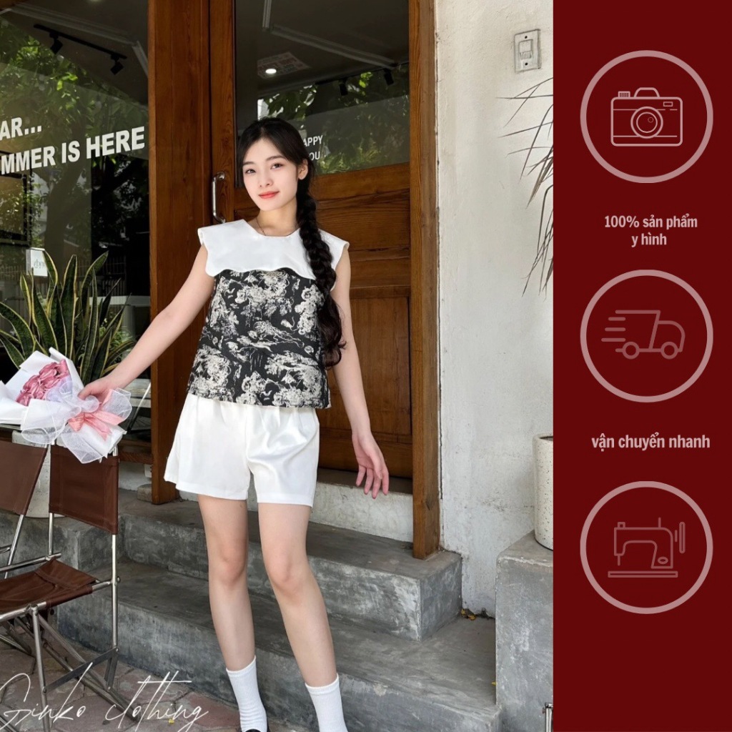 GINKO CLOTHING_Set cổ vuông sóng cầu kì xinh đẹp phong cách tiểu thư_set2409