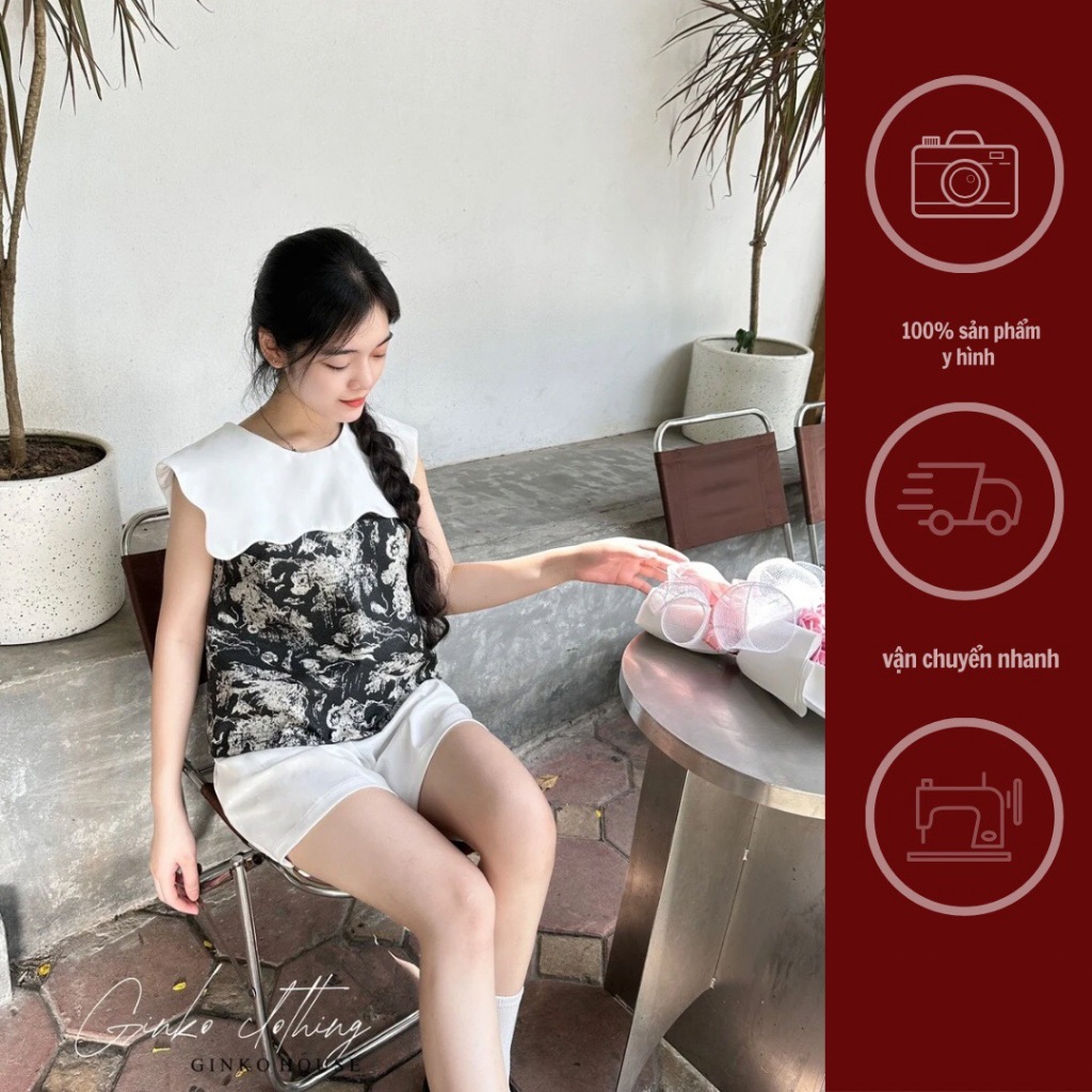 GINKO CLOTHING_Set cổ vuông sóng cầu kì xinh đẹp phong cách tiểu thư_set2409