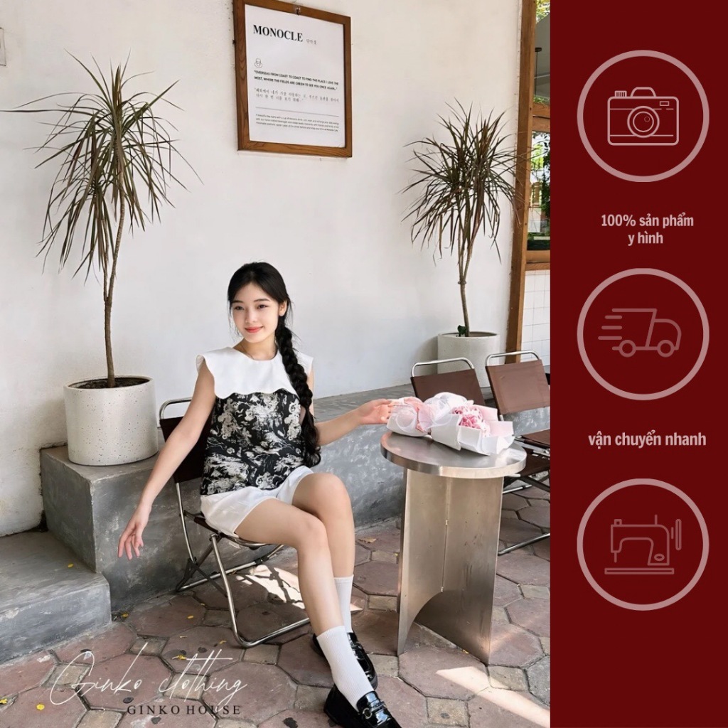 GINKO CLOTHING_Set cổ vuông sóng cầu kì xinh đẹp phong cách tiểu thư_set2409