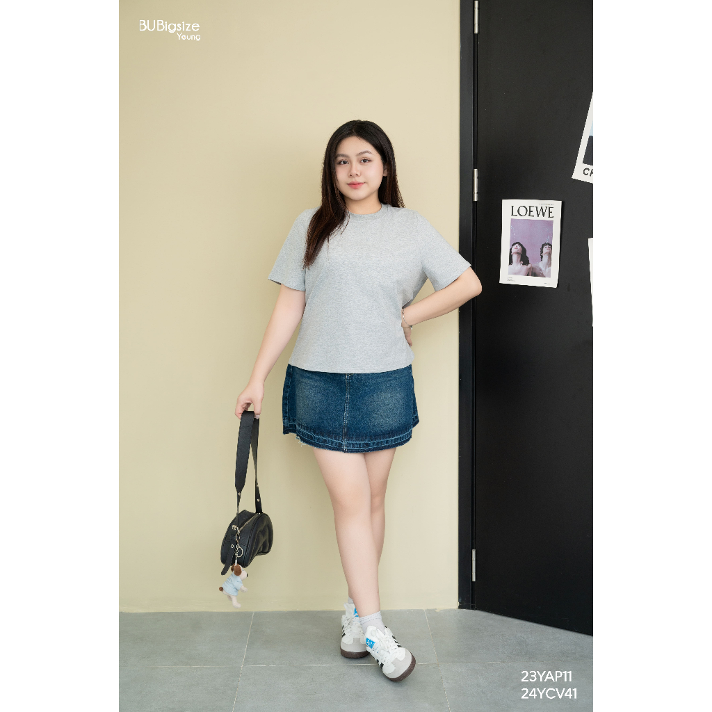 Ảnh Áo phông trơn bo cổ BIGSIZE (55kg đến 95kg) - 23YAP11 - [BU Bigsize Young] 2
