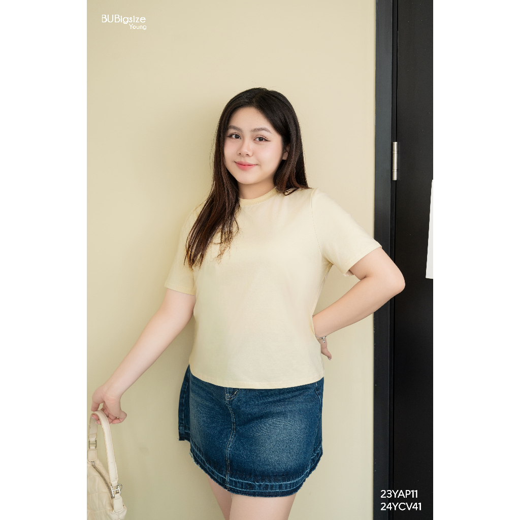 Ảnh Áo phông trơn bo cổ BIGSIZE (55kg đến 95kg) - 23YAP11 - [BU Bigsize Young] 1