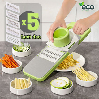 Bộ nạo rau củ quả 5 lưỡi dao ECO inox 304 không gỉ, đồ bào rau củ đa năng cao cấp tiện dụng nhà bếp