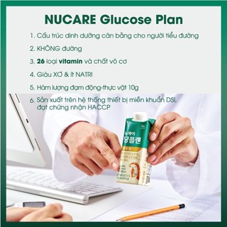 Daesang Wellife Sữa dinh dưỡng không đường, giàu xơ Nucare Glucose Plan hỗ trợ người tiểu đường hộp 200ml