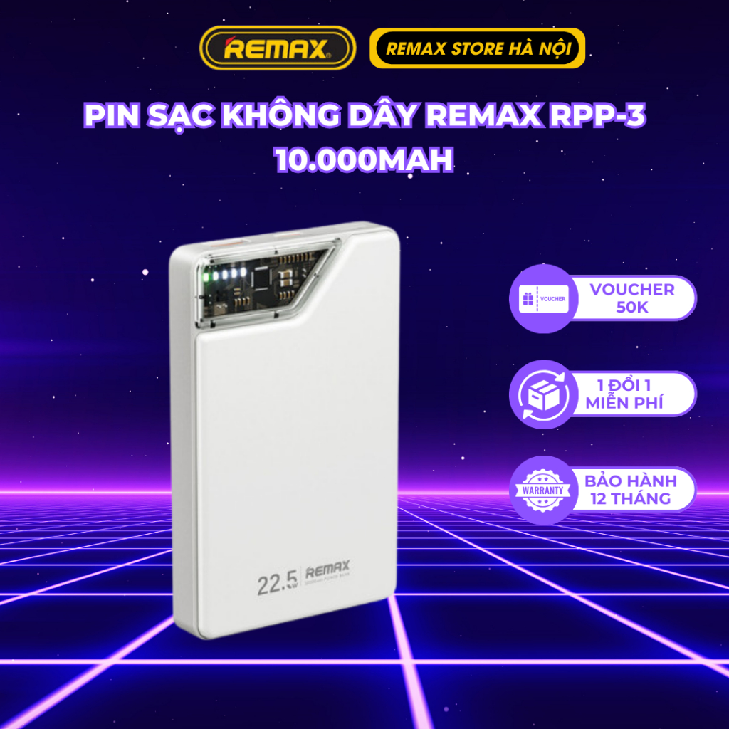 Pin sạc không dây REMAX RPP-3 10.000MAH Sạc nhanh QC3.0+ PD20W BH CHÍNH ...