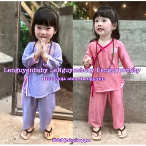 Bộ đồ lam cho bé mặc đi chùa (7-25kg), chất vải mềm mại mát mẻ, thấm hút mồ hôi