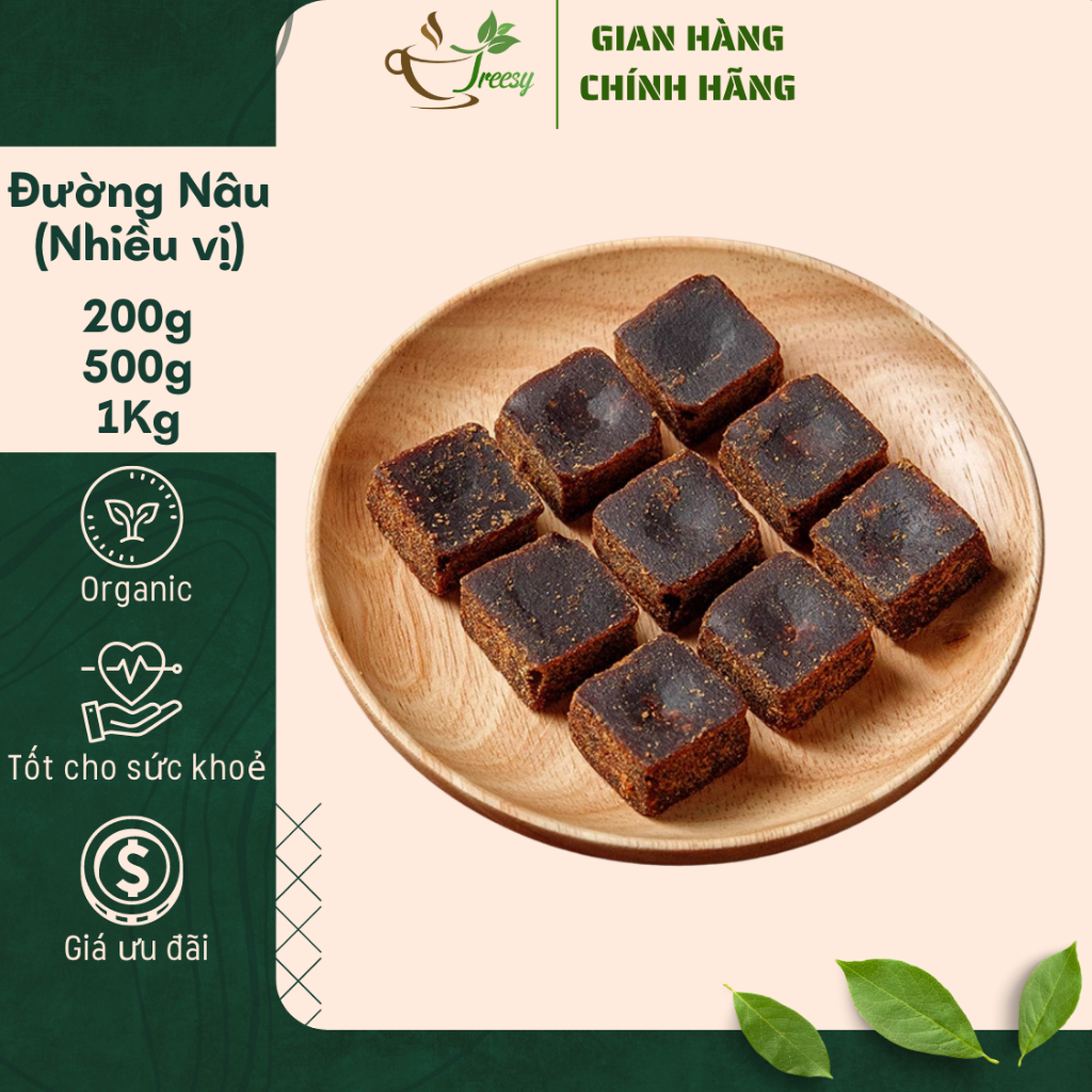 1Kg Đường Nâu Viên Nguyên Chất (Đường Đen) - Trà thảo mộc Treesy - Trà hoa quả