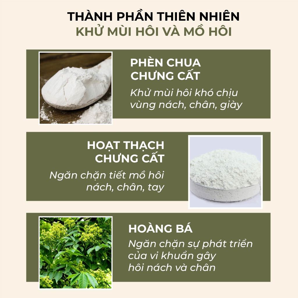 Phèn chua khử mùi hôi nách bột phèn chua chưng cất khử mùi hôi nách Bellena PC1 100gr