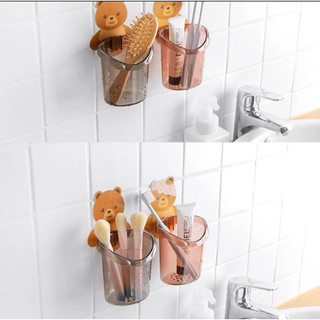 T&T0074 Cốc gấu đựng bàn chải đánh răng dán tường siêu dính