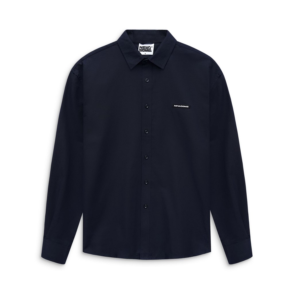 [Xả Hàng] Áo Sơ Mi Trơn Local Brand NEVASOME Basic Xanh Than Trắng Dài Tay Oxford Form Oversize Rộng Nam Nữ