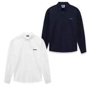 Áo Sơ Mi Trơn Local Brand NEVASOME Basic Xanh Than Trắng Dài Tay Oxford Form Oversize Rộng Nam Nữ