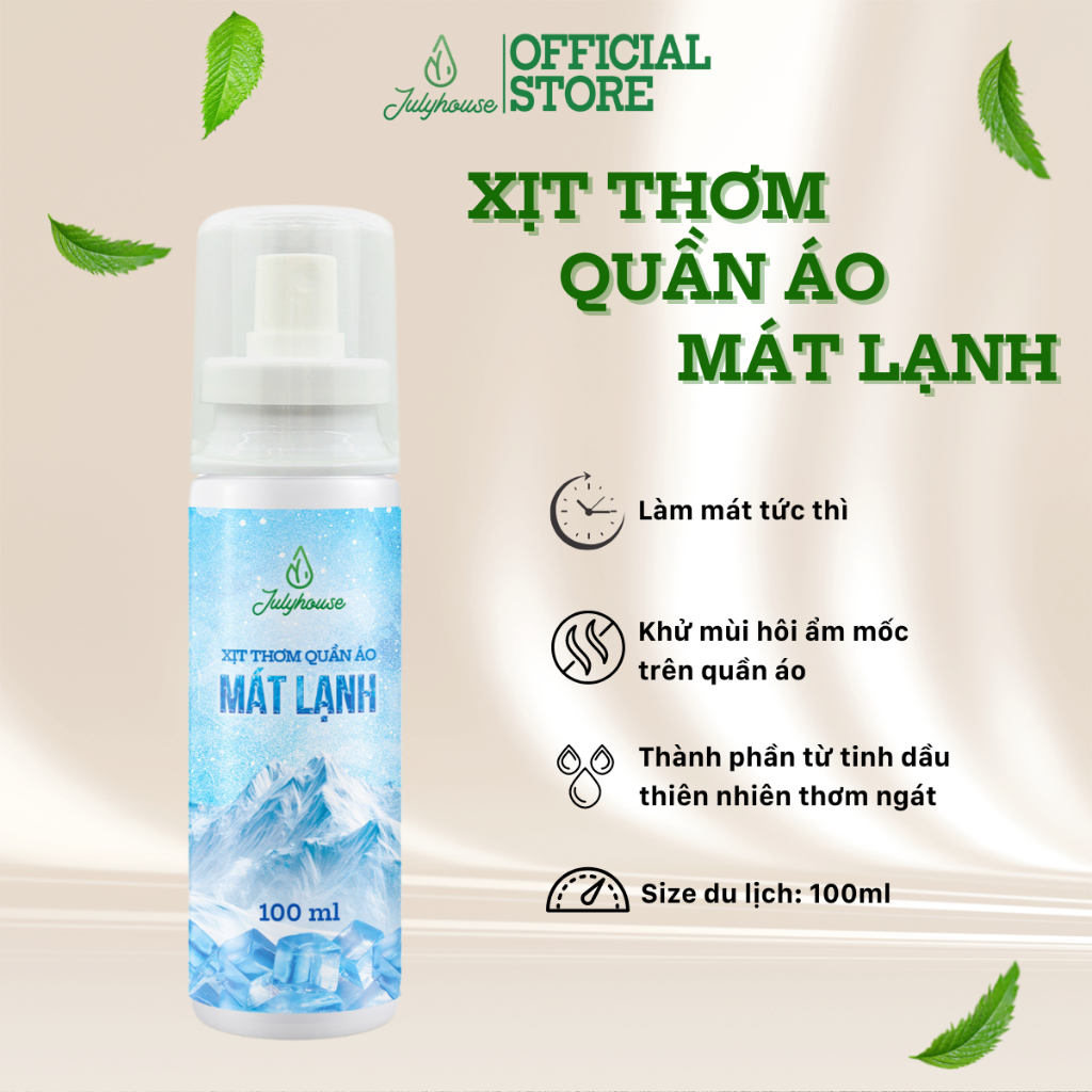 Ảnh Xịt thơm quần áo mát lạnh cơ thể Julyhouse 100ml giúp hạ nhiệt ngày oi bức mùi hương tinh dầu bạc hà 1
