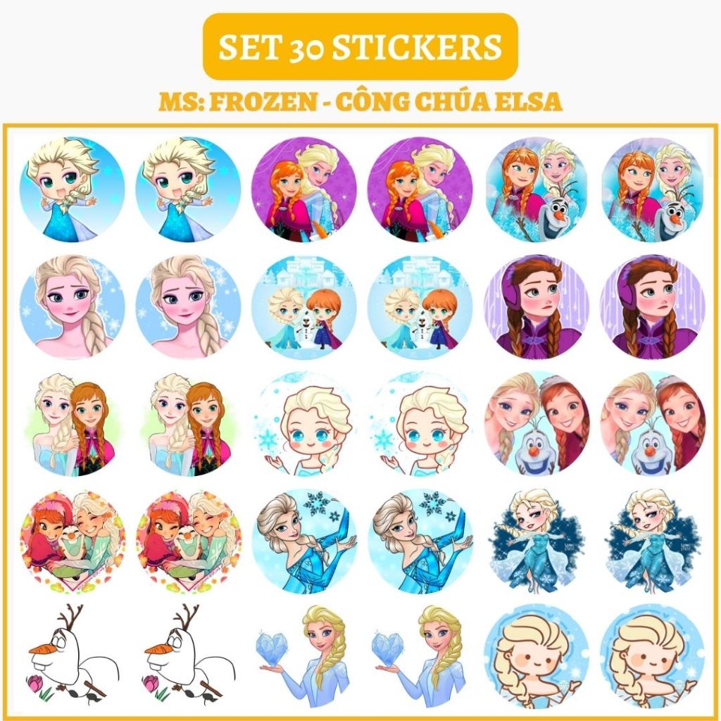 🔥SET 30 HÌNH DÁN STICKERS -CÔNG CHÚA ELSA FROZEN 🔥 | Shopee Việt Nam