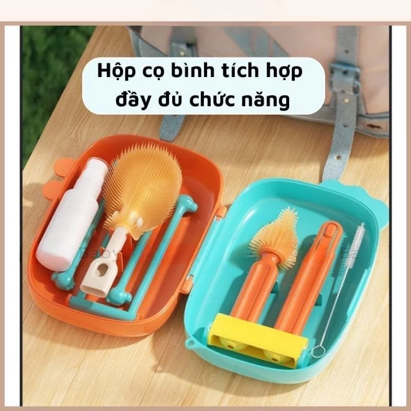 Bộ Hộp Cọ Bình Joy Life 6 Chi Tiết Di Động Vừa Cọ Bình,Vừa Úp Bình Tiện Lợi, Vệ Sinh, Nhỏ Gọn Dễ Man