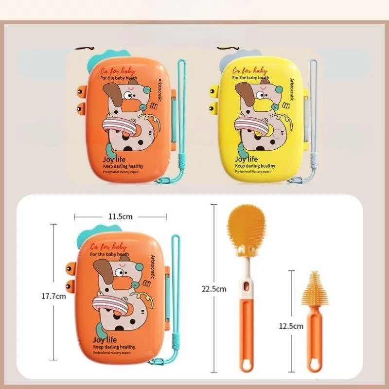 Bộ Hộp Cọ Bình Joy Life 6 Chi Tiết Di Động Vừa Cọ Bình,Vừa Úp Bình Tiện Lợi, Vệ Sinh, Nhỏ Gọn Dễ Man