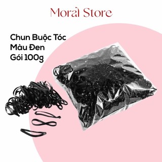 Gói 100G Chun Buộc Tóc Nhiều Màu, Màu Đen MORAL