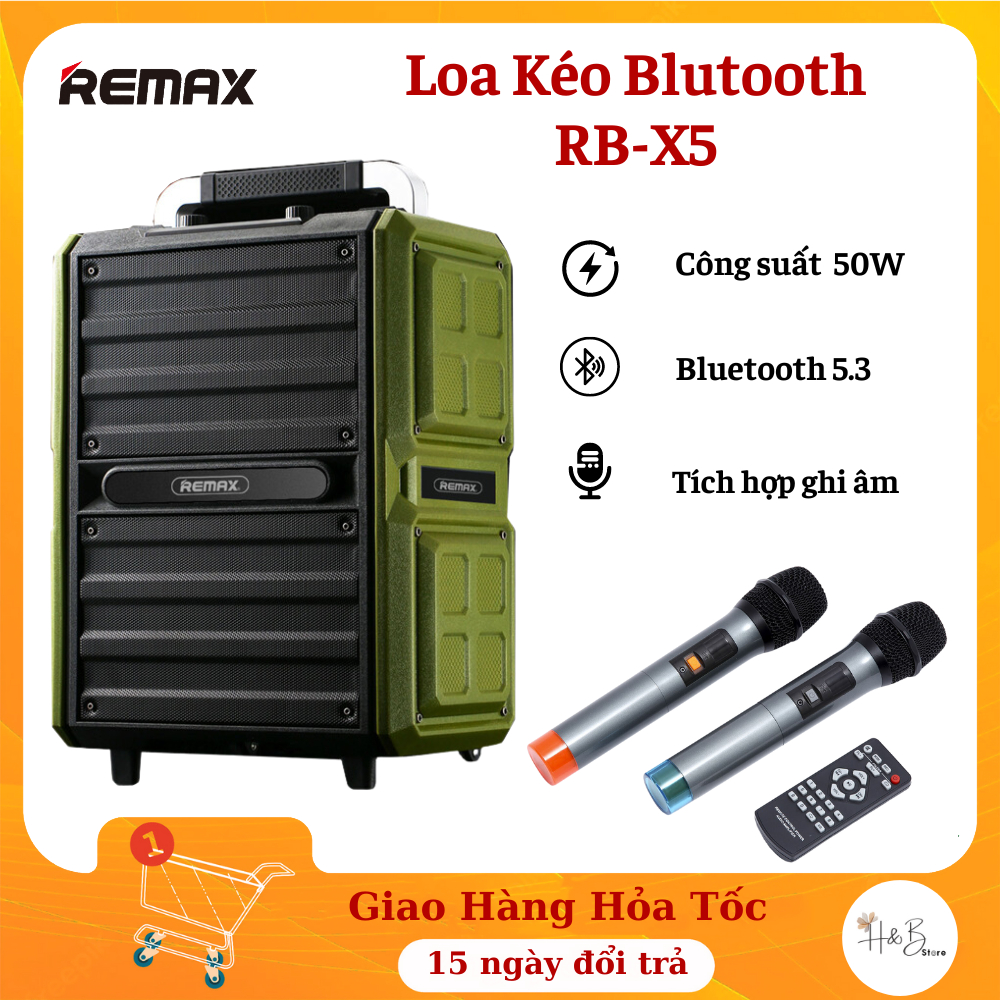 Loa Kéo Bluetooth Karaoke Remax RB-X5 - Công Suất 50W, Kèm 2 Micro ...