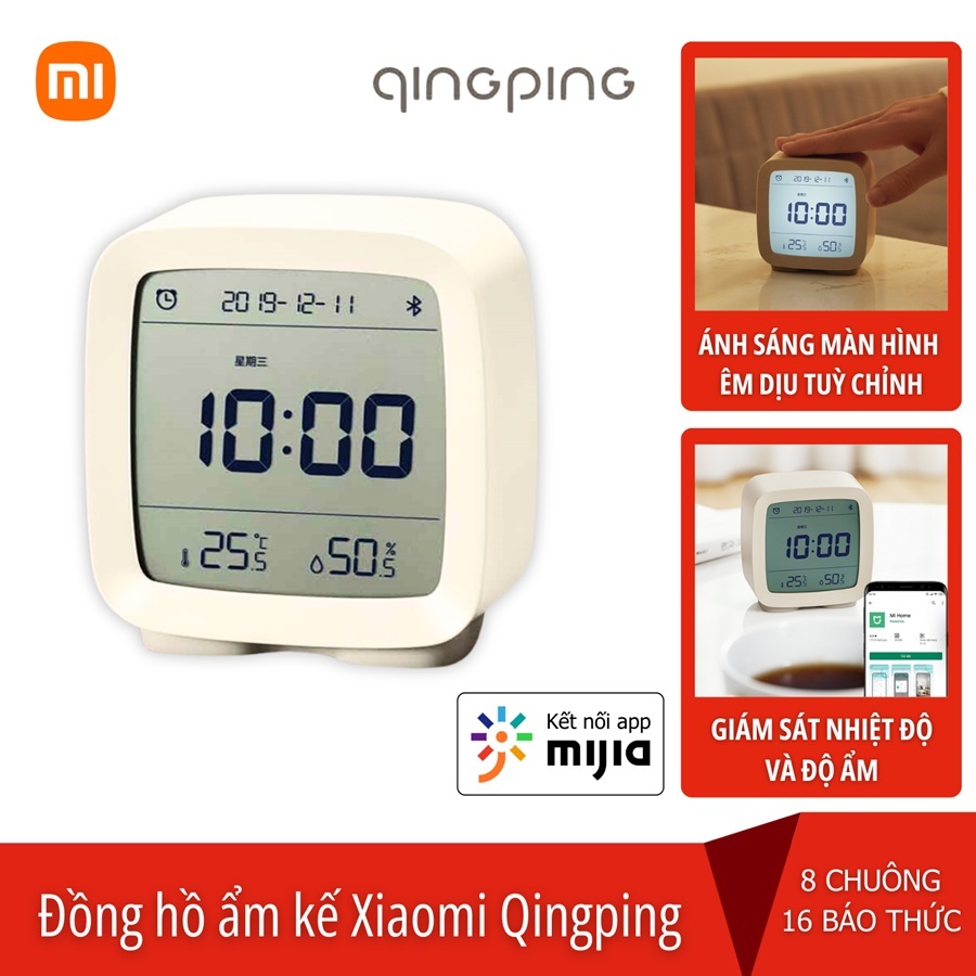 Đồng hồ nhiệt ẩm kế Xiaomi Qingping - Đồng hồ báo thức Xiaomi Qingping ...