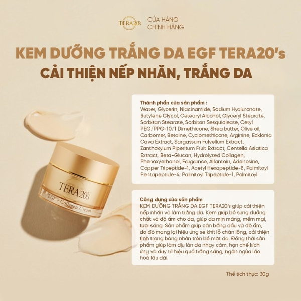 Ảnh Kem dưỡng trắng da EGF Tera20's giúp cấp ẩm, giảm nếp nhăn và ngăn ngừa lão hoá 30g 3