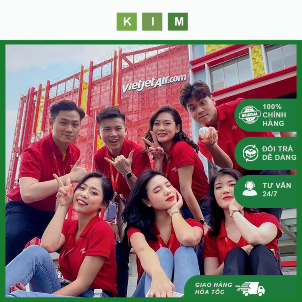 Áo thun nam nữ Vietjet chất dày dặn - Áo thun nam nữ VJ thoải mái co giãn đủ size