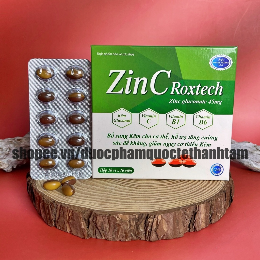 Viên uống tăng đề kháng ZinC Roxtech bổ sung kẽm hỗ trợ tăng cường hệ ...