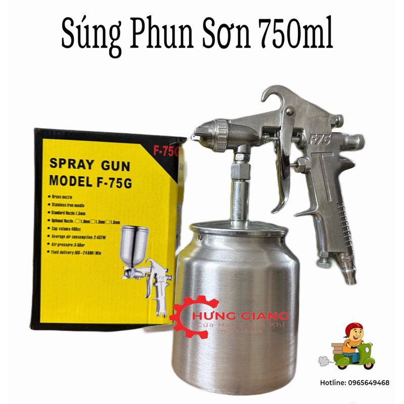 Súng Phun Sơn F75 - 750ml phun sơn, phun dầu cao cấp