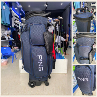 Túi đựng gậy Golf ping bánh xe kéo tiện lợi, lcover cứng đi máy bay tặng bao che mưa và cover mềm hoả tốc HCM và HÀ Nội